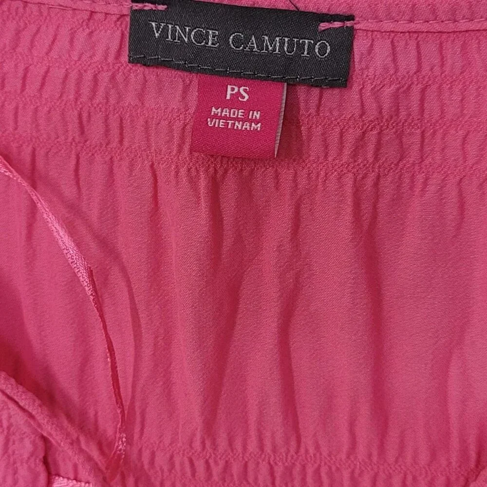 Vince Camuto Petite Small Pink Blouse Ruching + Tie Front Detail - Picture 2 of 5